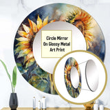 Yellow Sunflower Symphony II - Floral Wall Mirror