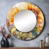 Yellow Sunflower Symphony III - Floral Wall Mirror