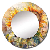 Yellow Sunflower Symphony III - Floral Wall Mirror