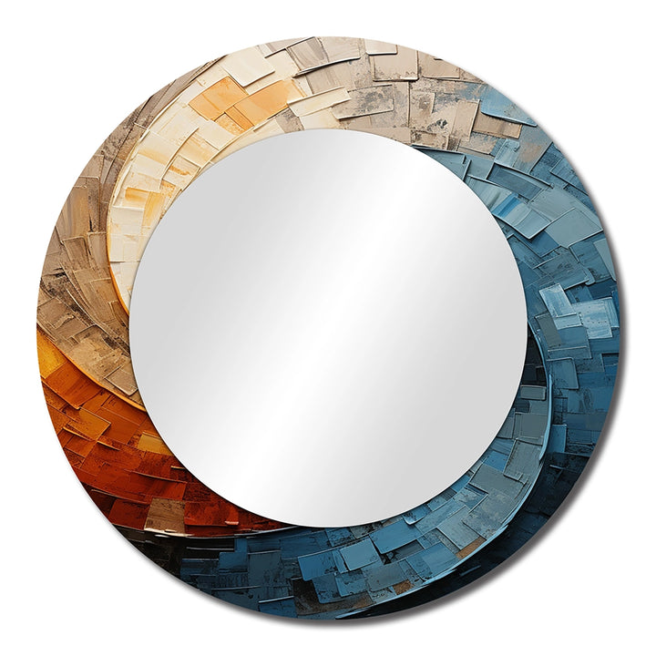 Modern Decorative Mirror - Collaged Spiral - Metal Wall Mirror