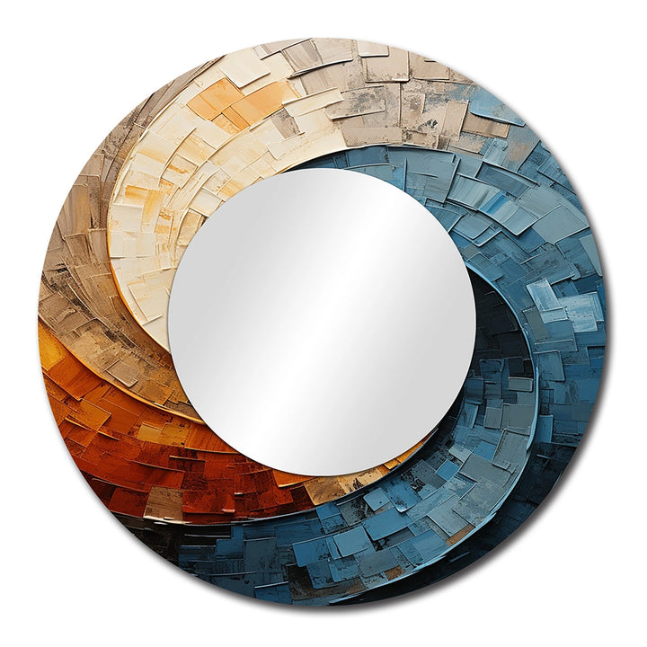 Modern Decorative Mirror - Collaged Spiral - Metal Wall Mirror