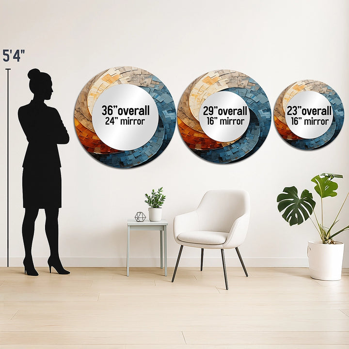 Modern Decorative Mirror - Collaged Spiral - Metal Wall Mirror