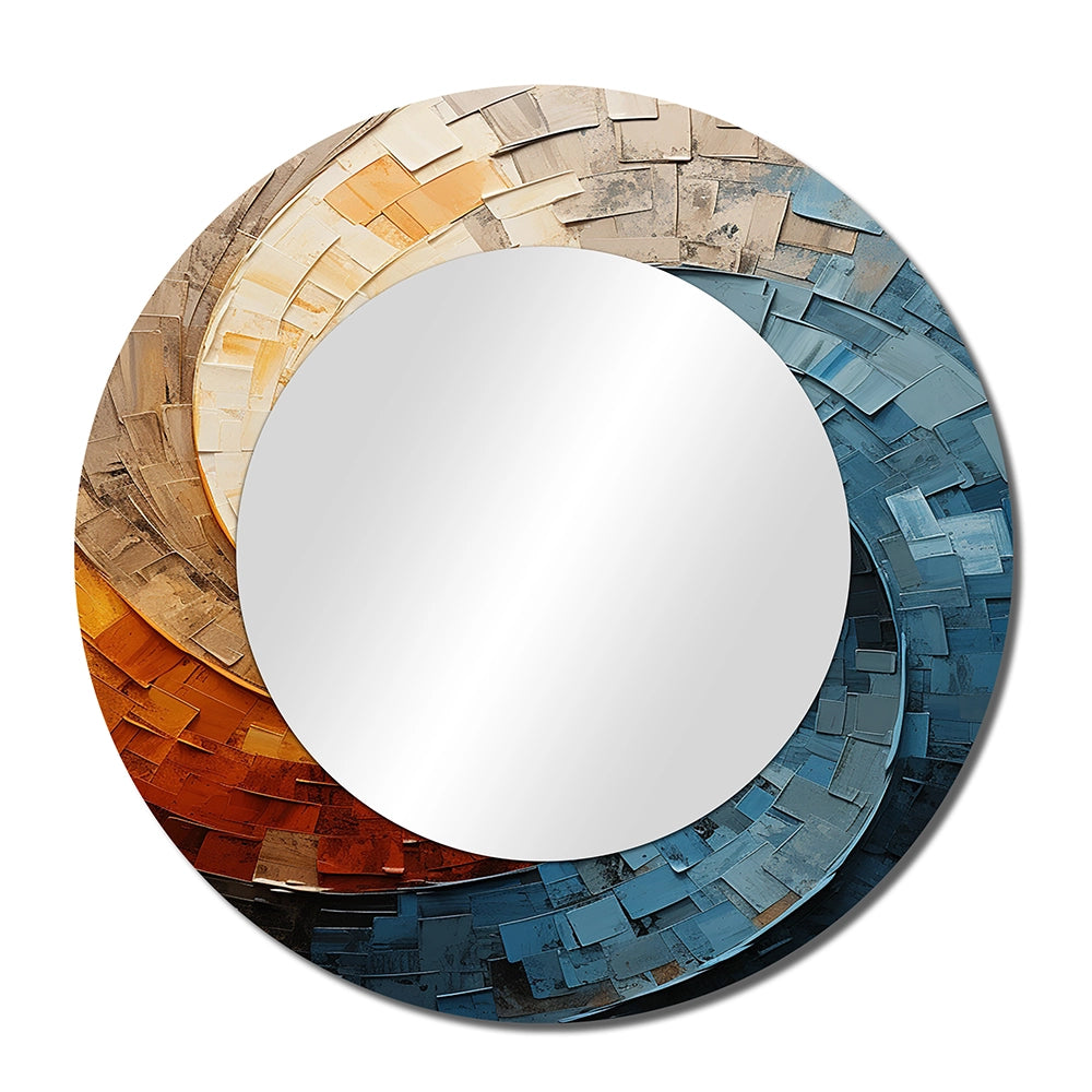 Modern Decorative Mirror - Collaged Spiral - Metal Wall Mirror