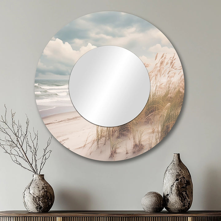 Coastal Beach Decorative Mirror - Beach Grass Landscape IV - Wall Mirror