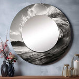 Black And White Wave Photo I - Coastal Wall Mirror