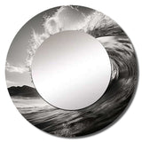 Black And White Wave Photo I - Coastal Wall Mirror