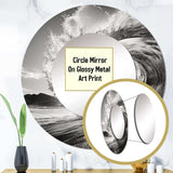 Black And White Wave Photo I - Coastal Wall Mirror