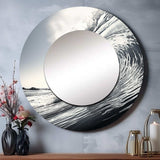 Black And White Wave Photo II - Coastal Wall Mirror