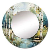 Birch Woods Whispering Winds X - Floral Wall Mirror