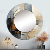 Gold Grey Gleaming Geometry VI - Abstract Wall Mirror