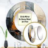 Gold Grey Gleaming Geometry VI - Abstract Wall Mirror