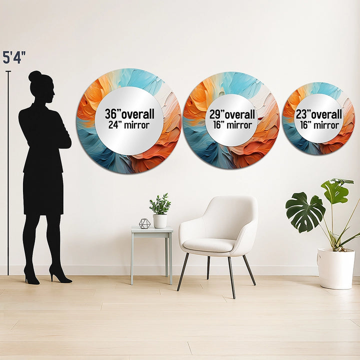 Dams Wall Mirror - Teal Orange Bold Abstract Flow Collage I - Print on Metal