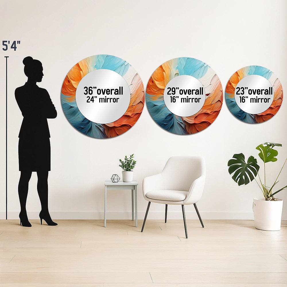 Dams Wall Mirror - Teal Orange Bold Abstract Flow Collage I - Print on Metal