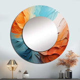 Teal Orange Bold Abstract Flow Collage I - Abstract Wall Mirror