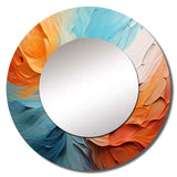 Teal Orange Bold Abstract Flow Collage I - Abstract Wall Mirror