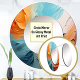 Teal Orange Bold Abstract Flow Collage I - Abstract Wall Mirror