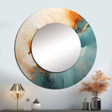 Teal Orange Bold Energy V - Abstract Wall Mirror