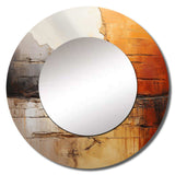 Grey Orange Grey And Orange Geological W - Abstract Wall Mirror