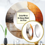 Grey Orange Grey And Orange Geological W - Abstract Wall Mirror