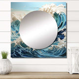 Blue Kinetic Waves I - Coastal Wall Mirror