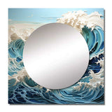 Blue Kinetic Waves I - Coastal Wall Mirror