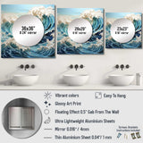 Blue Kinetic Waves I - Coastal Wall Mirror