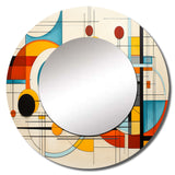 Orange Blue Mid Century Graphic Geometri - Abstract Wall Mirror