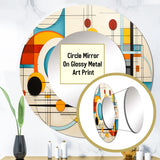 Orange Blue Mid Century Graphic Geometri - Abstract Wall Mirror