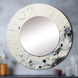 Grey White Mid Century Minimalist Wave - Abstract Wall Mirror