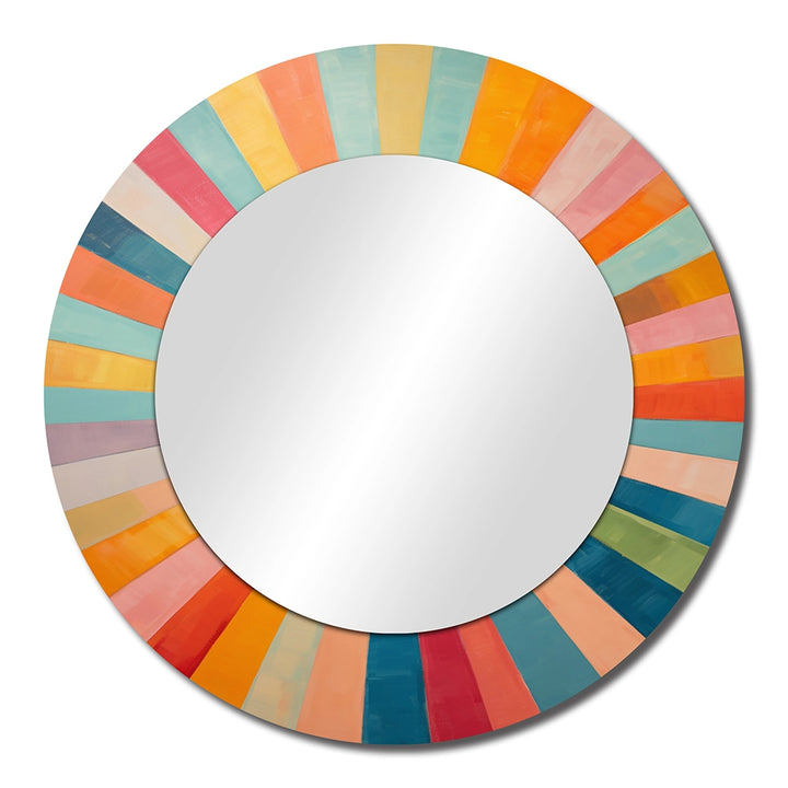 Mid-Century Modern Metal Wall Mirror - Colorful Mid Century Optical Serenade I - Large Mirror