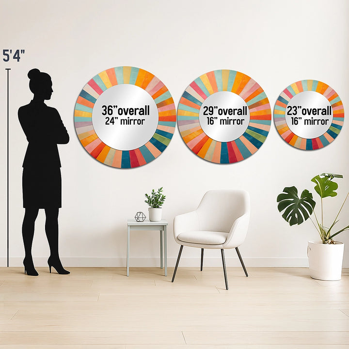 Mid-Century Modern Metal Wall Mirror - Colorful Mid Century Optical Serenade I - Large Mirror