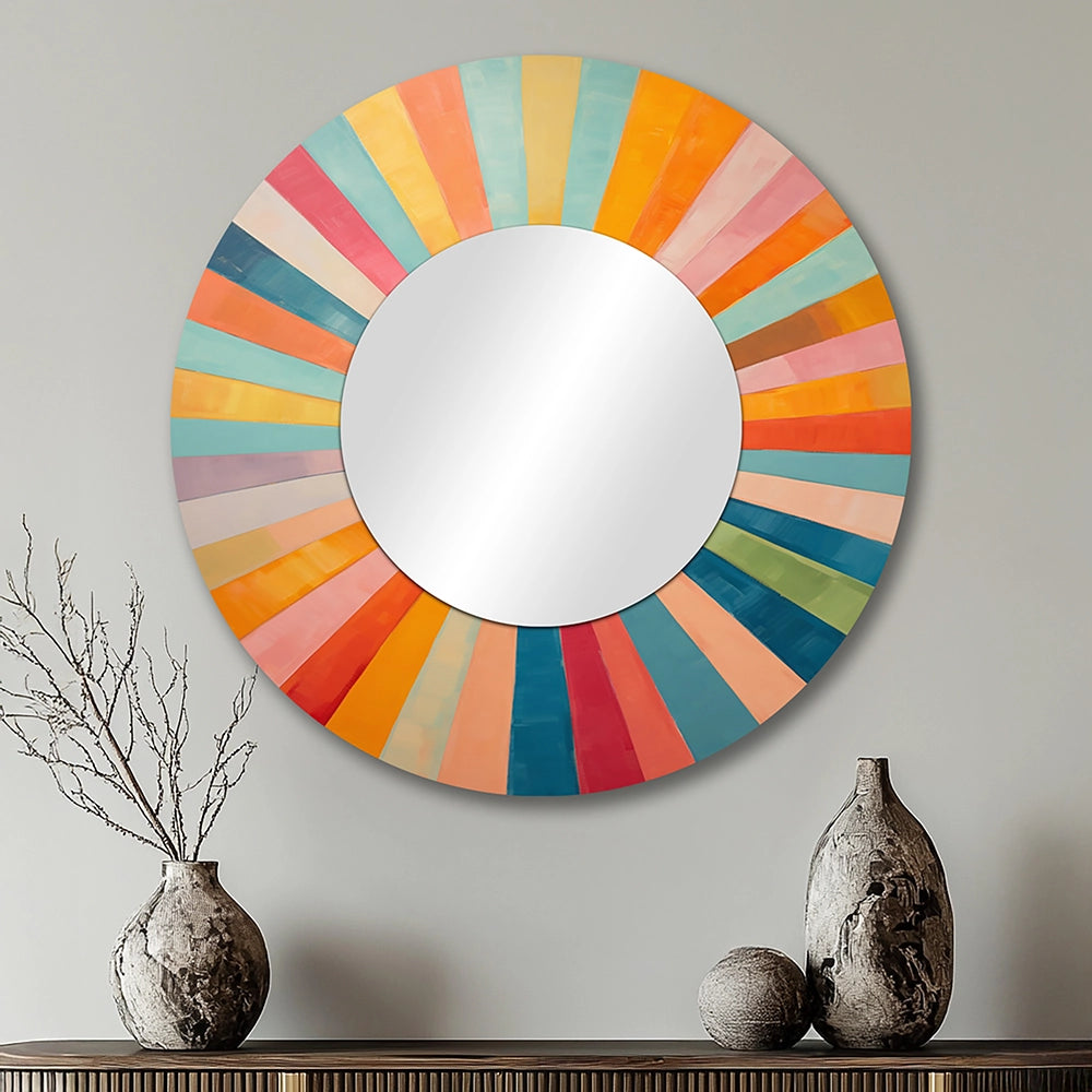 Mid-Century Modern Metal Wall Mirror - Colorful Mid Century Optical Serenade I - Large Mirror