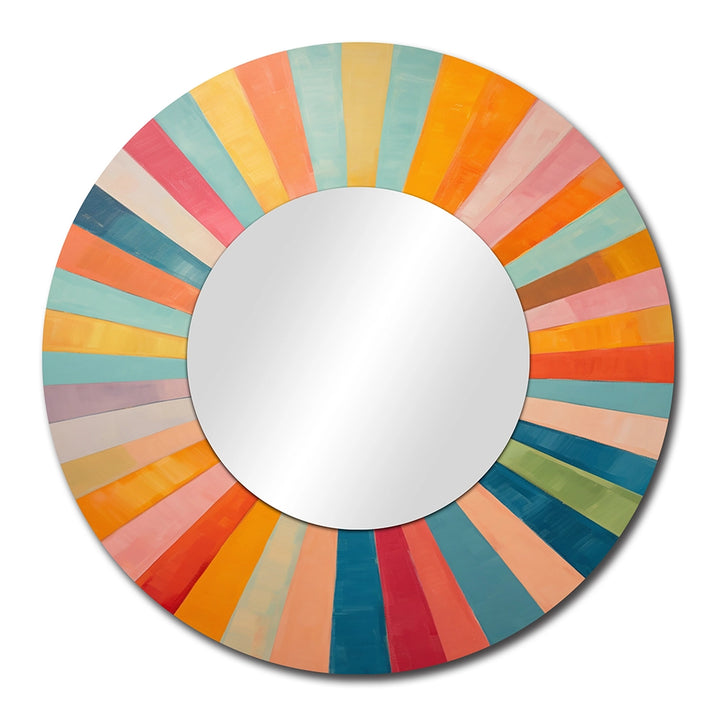 Mid-Century Modern Metal Wall Mirror - Colorful Mid Century Optical Serenade I - Large Mirror