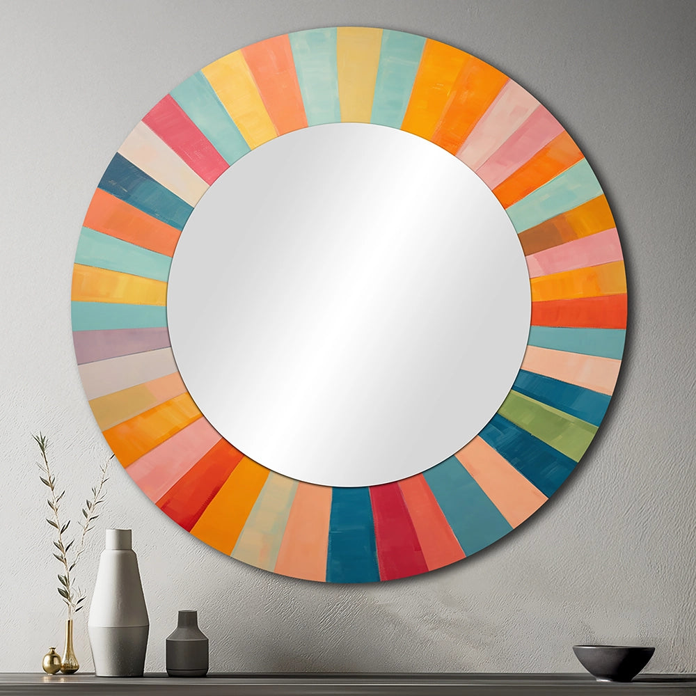 Mid-Century Modern Metal Wall Mirror - Colorful Mid Century Optical Serenade I - Large Mirror