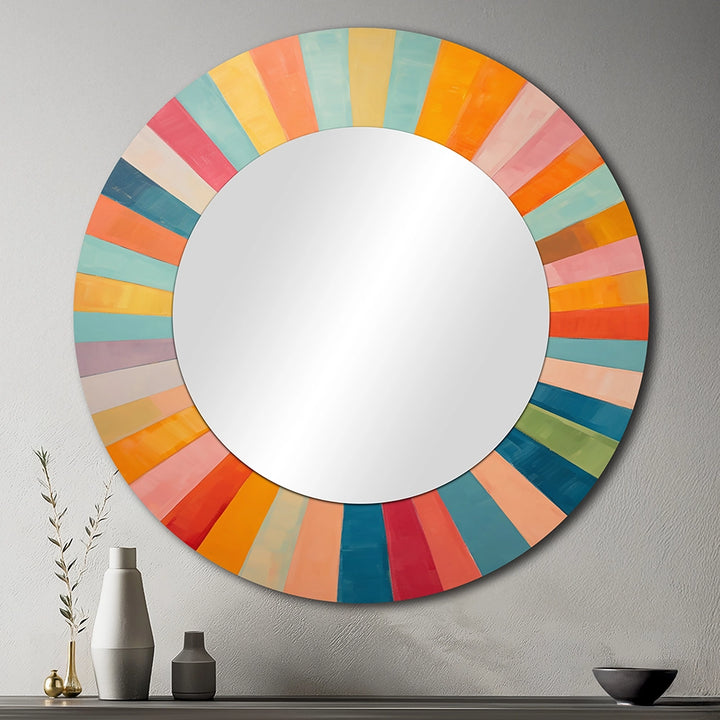 Mid-Century Modern Metal Wall Mirror - Colorful Mid Century Optical Serenade I - Large Mirror