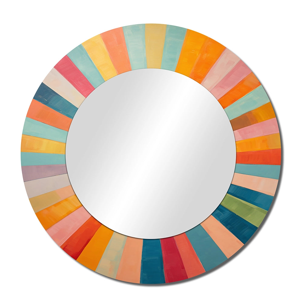 Mid-Century Modern Metal Wall Mirror - Colorful Mid Century Optical Serenade I - Large Mirror