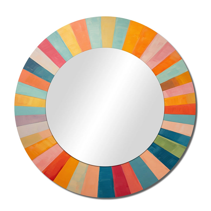 Mid-Century Modern Metal Wall Mirror - Colorful Mid Century Optical Serenade I - Large Mirror