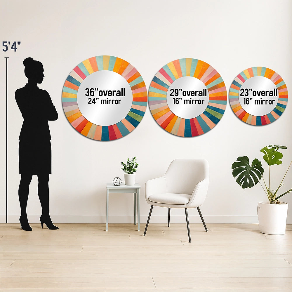 Mid-Century Modern Metal Wall Mirror - Colorful Mid Century Optical Serenade I - Large Mirror