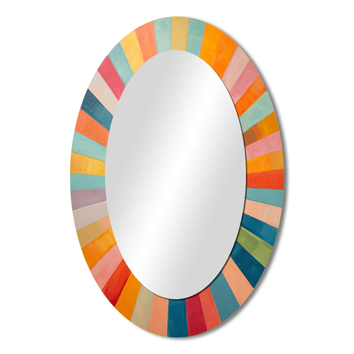 Mid-Century Modern Metal Wall Mirror - Colorful Mid Century Optical Serenade I - Large Mirror