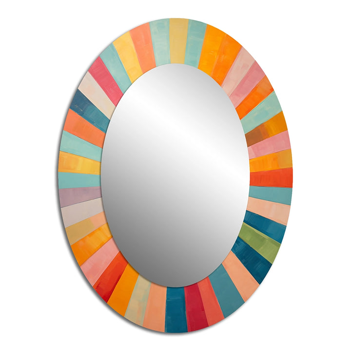 Mid-Century Modern Metal Wall Mirror - Colorful Mid Century Optical Serenade I - Large Mirror