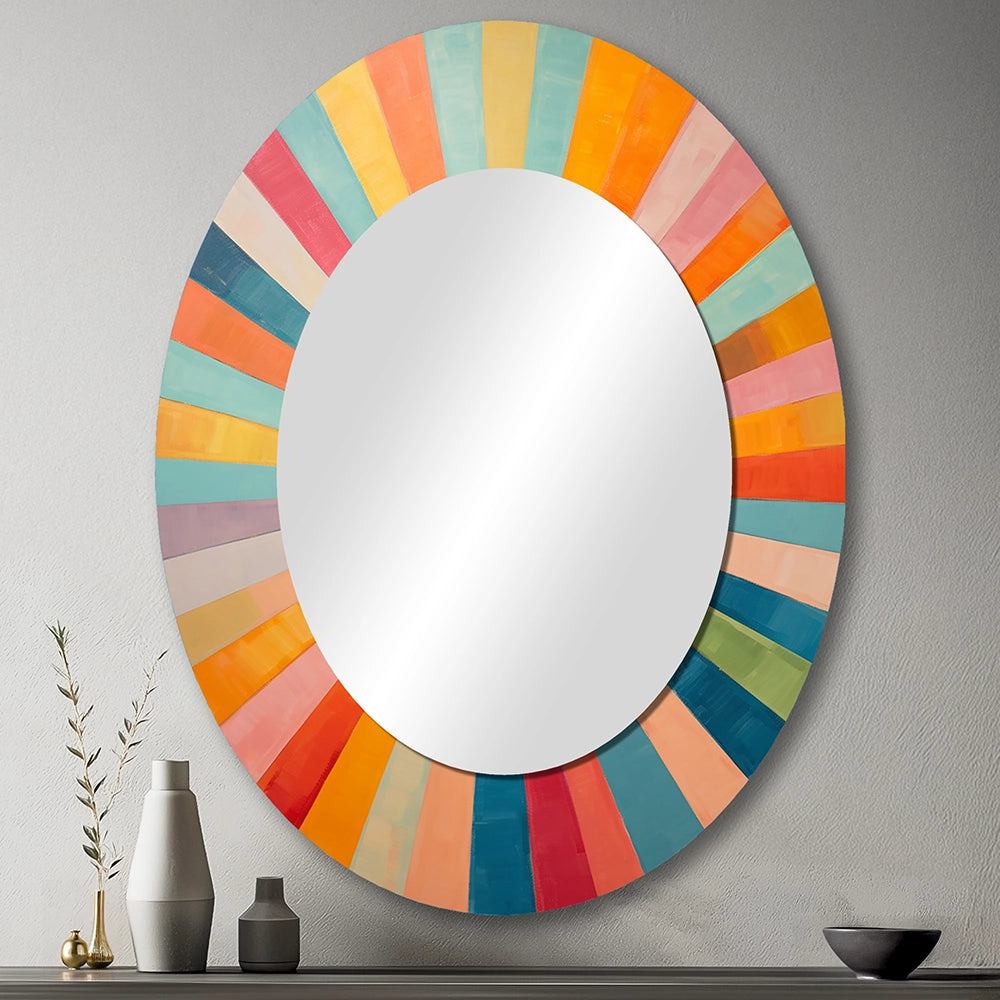 Mid-Century Modern Metal Wall Mirror - Colorful Mid Century Optical Serenade I - Large Mirror
