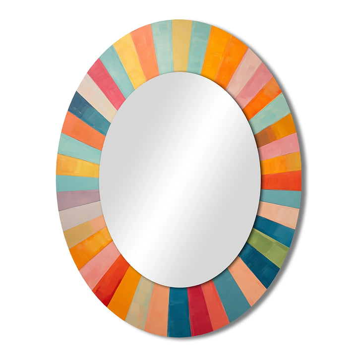 Mid-Century Modern Metal Wall Mirror - Colorful Mid Century Optical Serenade I - Large Mirror