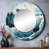 Teal White Ocean Oceanic Odyssey I - Coastal Wall Mirror