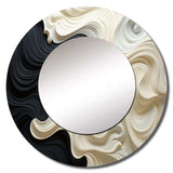 Black White Opt Art Contrasting Waves - Abstract Wall Mirror