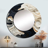 Black White Opt Art Rhythmic Pulses II - Abstract Wall Mirror