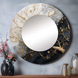 Golden Branch Tree Luminous Tangle III - Floral Wall Mirror