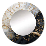 Golden Branch Tree Luminous Tangle III - Floral Wall Mirror