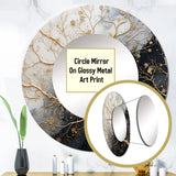 Golden Branch Tree Luminous Tangle III - Floral Wall Mirror