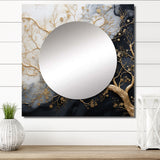 Golden Branch Tree Luminous Tangle III - Floral Wall Mirror