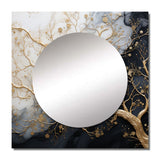 Golden Branch Tree Luminous Tangle III - Floral Wall Mirror